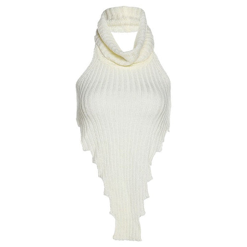 Knitted Worsted Vest For Women Fashion Irregular Shape Cut Out High St