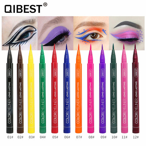 QIBEST Coloured Eyeliner Pen Waterproof And Non Coloured Eye Liner Ins