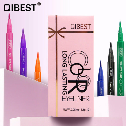 QIBEST Coloured Eyeliner Pen Waterproof And Non Coloured Eye Liner Ins