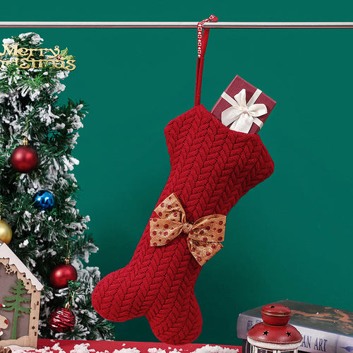 Christmas Decorations Knitting Wool Hanging Gift Bag Christmas Stockin