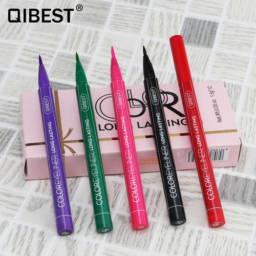 QIBEST Coloured Eyeliner Pen Waterproof And Non Coloured Eye Liner Ins