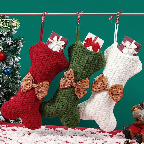 Christmas Decorations Knitting Wool Hanging Gift Bag Christmas Stockin