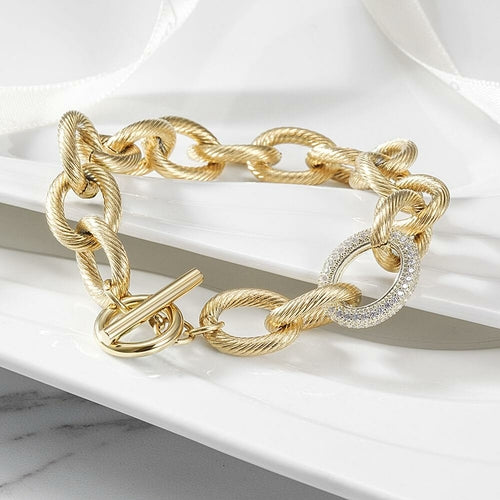 CZ Twisted Wire Link Bracelet