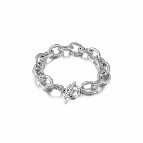 CZ Twisted Wire Link Bracelet