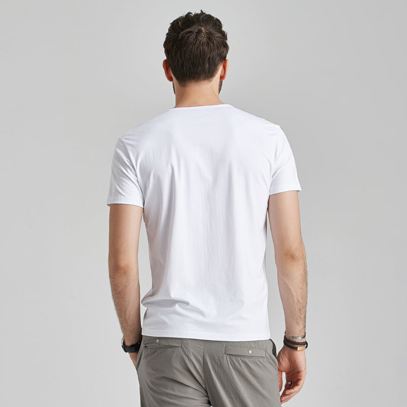 Modal 180G Cool Feeling Silm White Short Sleeve T-Shirt