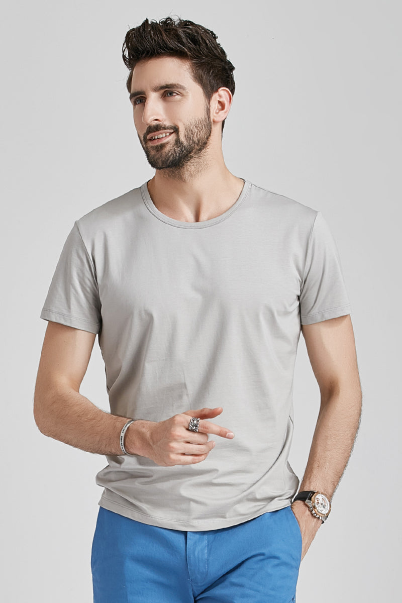 Modal 180G Cool Feeling Silm White Short Sleeve T-Shirt