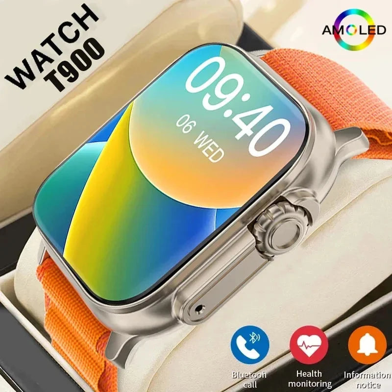 LAXASFIT T900Ultra Smartwatch Bluetooth Talk Smartwatch Message Alert Heart Rate Monitor Sports Watch for Android IOS Men Women