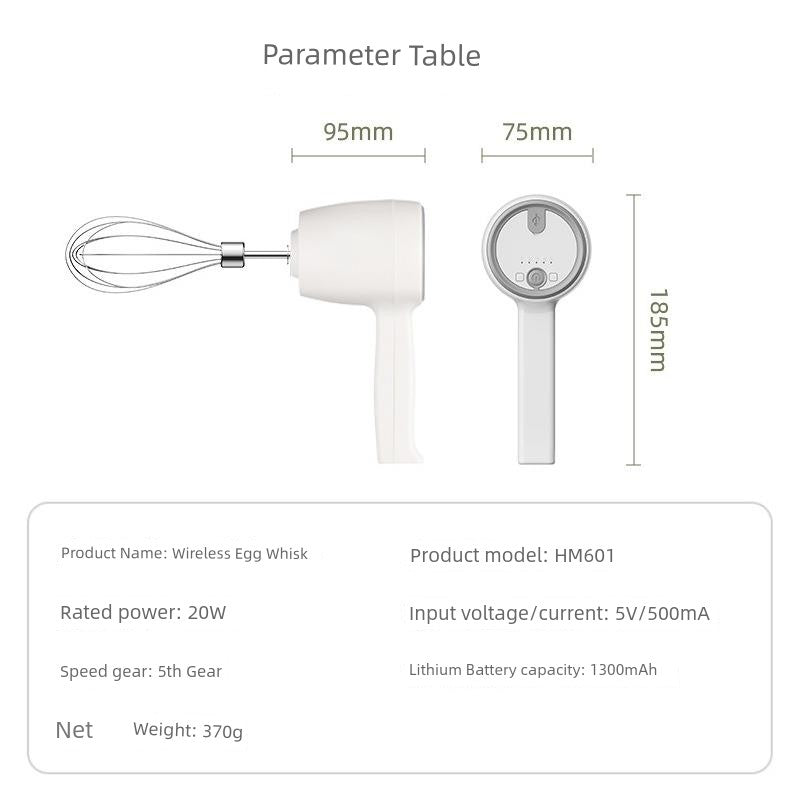 Weibili Cross-Border Wireless Egg Beater Rechargeable Electric Beat up the Cream Baking at Home 304 Stainless Steel L