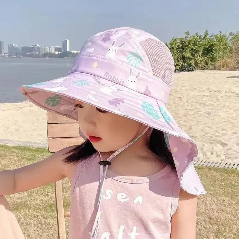 Children Sun Hat Summer Kids Outdoor Neck Ear Cover Anti UV Protection Beach Caps Kids Boy Girl Travel Flap Cap for Children