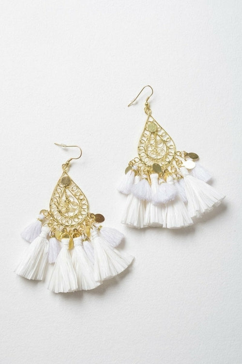 Filigree Raffia Tassel Earrings