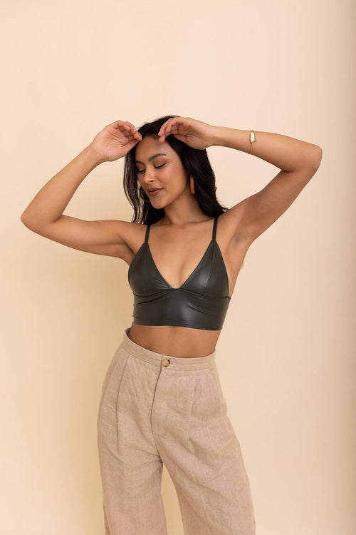 Posh Faux Leather Longline Bralette